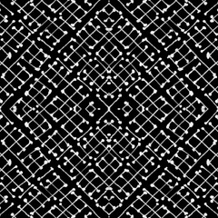 Black and White Intersecting Draw Lines Seamless Pattern