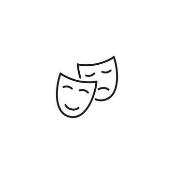 line theatre masks icon on white background
