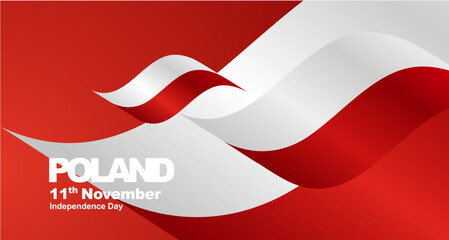 Poland Independence Day flag ribbon landscape background © simbos