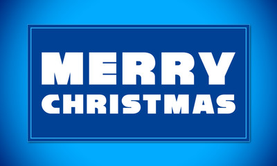 Merry Christmas - clear white text written on blue card on blue background