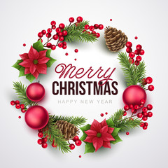 Merry Christmas background. Vector illustration with Christmas elements.