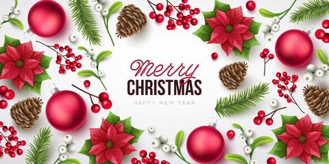 Merry Christmas background. Vector illustration with Christmas elements.