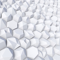 White abstract randomly hexagons backdrop