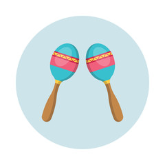 Maracas flat icon isolated on blue background. Simple maracas symbol in flat style. Mexico symbos Vector illustration for web and mobile design.