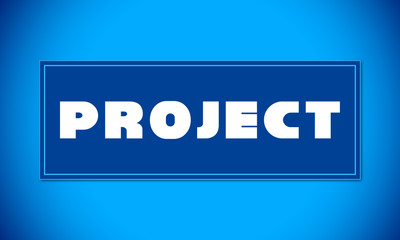 Project - clear white text written on blue card on blue background