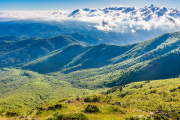 View from the top of the mountain (Peak of Matagalls, Montseny Natural Park, Catalonia, Spain)