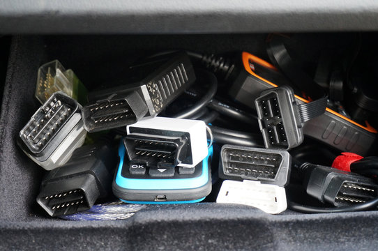 Bunch of OBD2 car scanners and diagnostic interfaces 