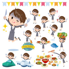 Gray suit business women Bad condition_food festival