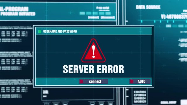 24. Server Error Warning Notification Generated on Digital System Security Alert Error Message on Computer Screen after Entering Login And Password . Cyber Crime, Computer Hacking Concept
