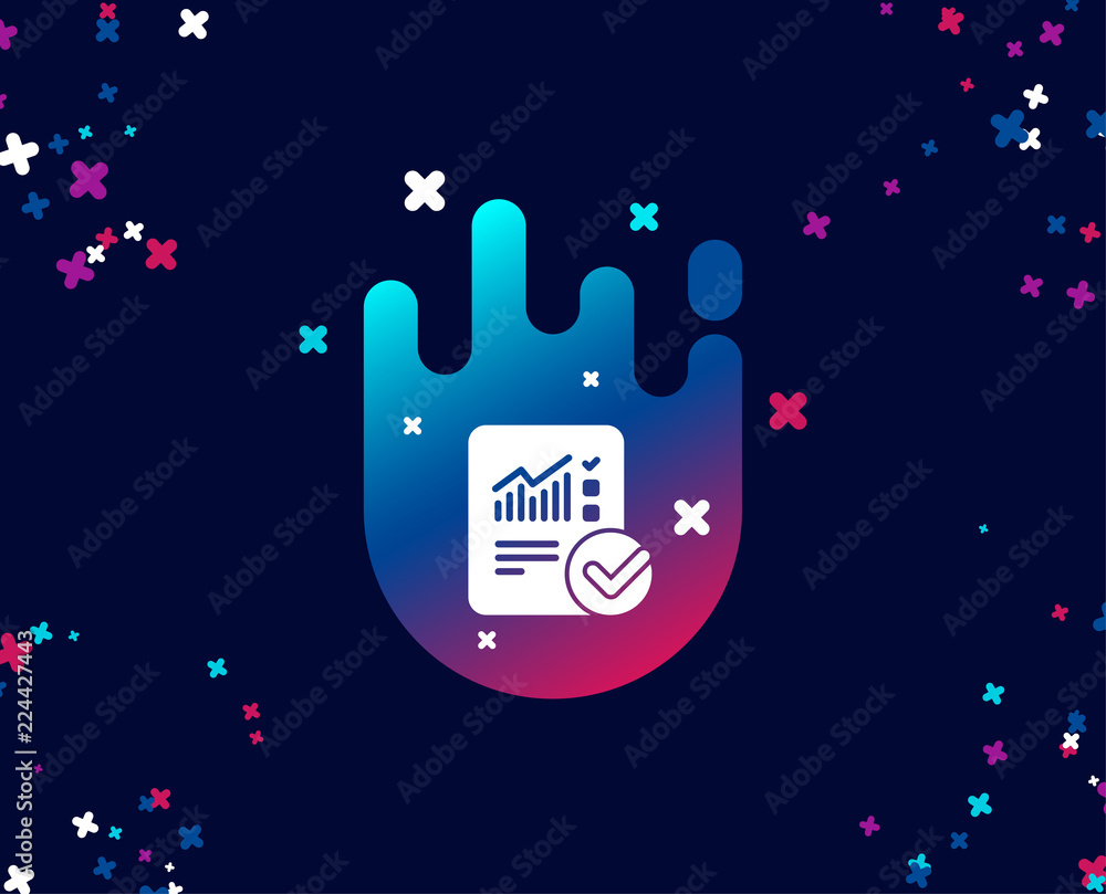 Poster checklist document simple icon. analysis chart or sales growth report sign. statistics data symbol. 
