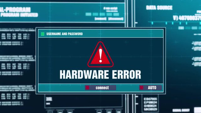 25. Hardware Error Warning Notification Generated on Digital System Security Alert Error Message on Computer Screen after Entering Login And Password . Cyber Crime, Computer Hacking Concept