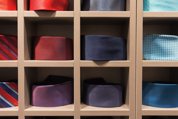 Ties on the counter in the store