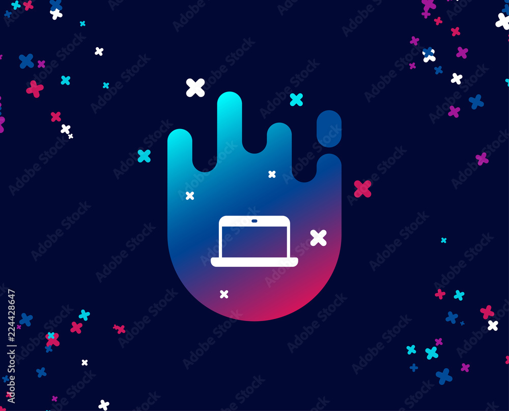 Poster laptop computer icon. notebook sign. portable personal computer symbol. cool banner with icon. abstr