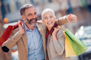 Mature couple of tourists