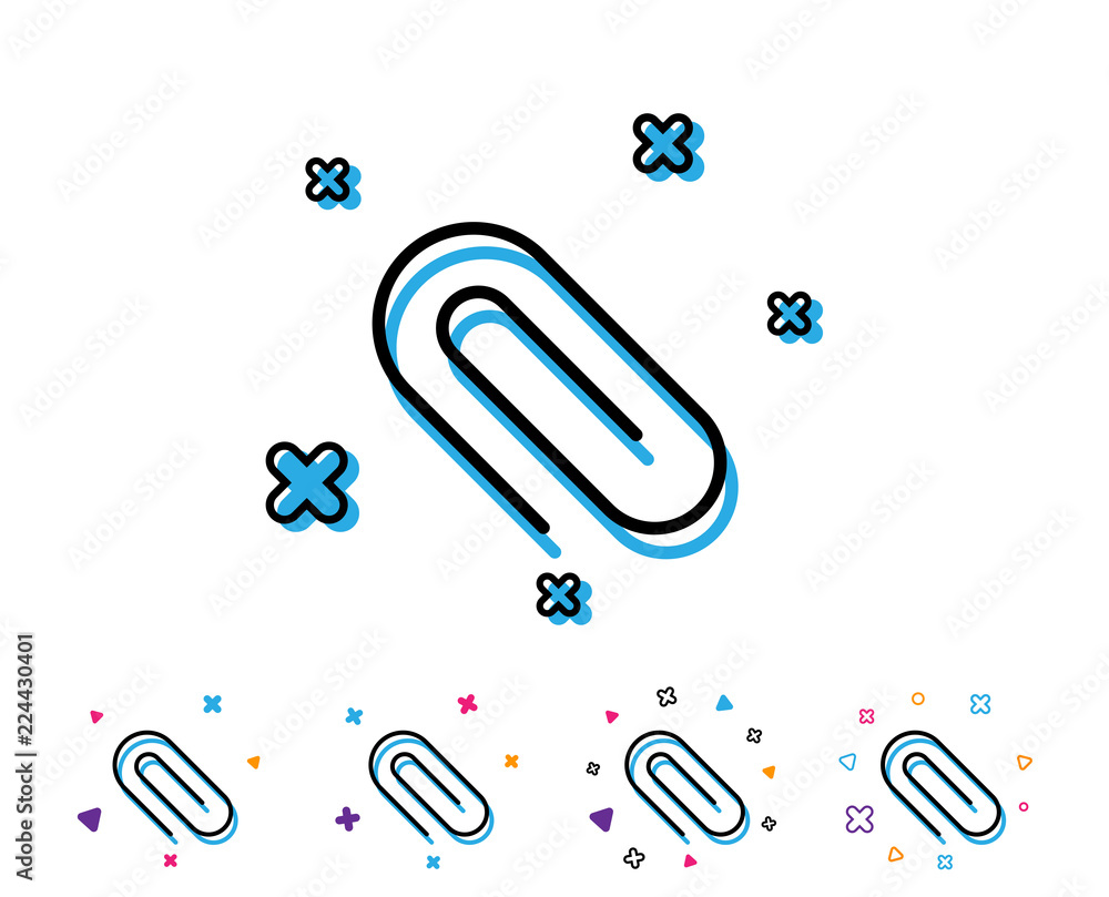 Poster attach line icon. attachment paper clip sign. office stationery object symbol. line icon with geomet