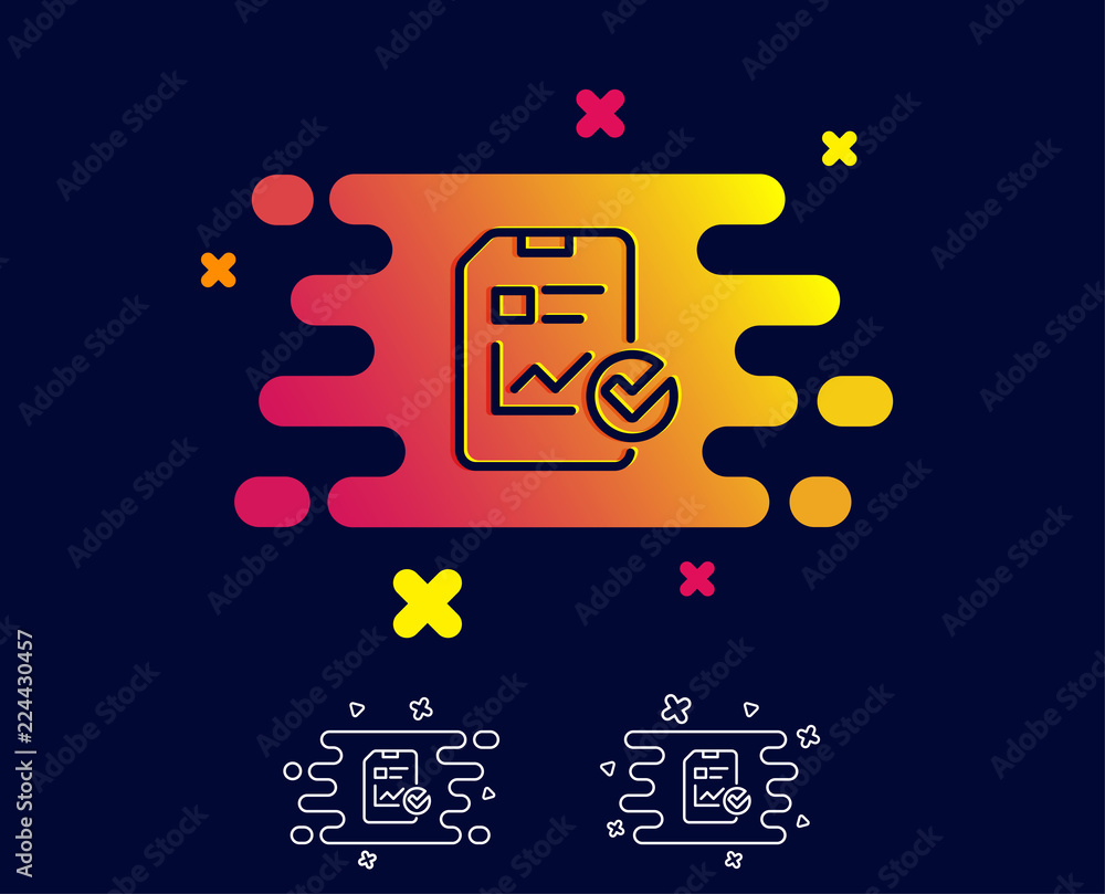 Poster report document line icon. analysis chart or sales growth report sign. statistics data or checklist 