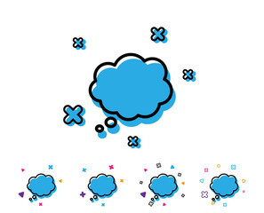 Comic Speech bubble line icon. Chat sign. Communication or Comment symbol. Line icon with geometric elements. Bright colourful design. Vector