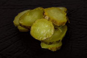 Sliced pickled cucumber