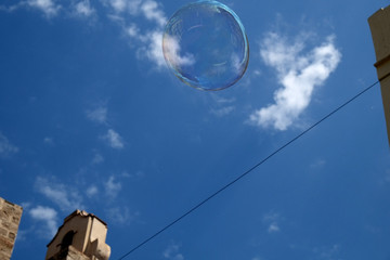 soap bubbles walk in the sky