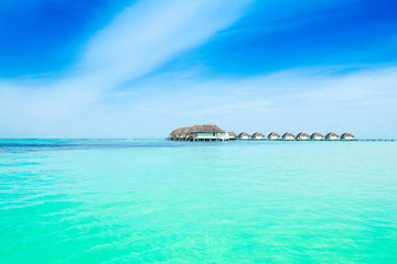 Fototapeta na wymiar Overwater bungalow in the Indian Ocean
