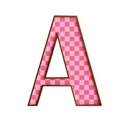 Plastic isolated pink alphabet and numbers cheker 3d illustration