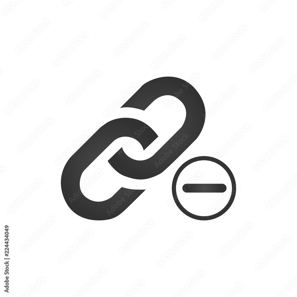 Aufkleber link icon with minus. delete or remove link concept. vector illustration isolated on white backgroun