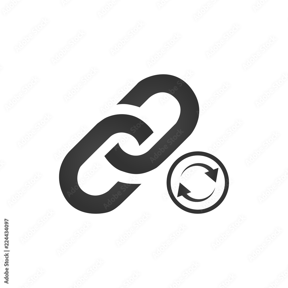 Poster link icon with arrows. refresh link concept. vector illustration isolated on white background.