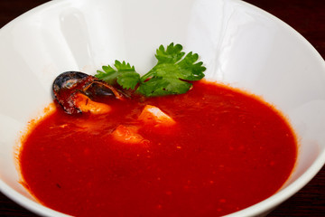 Tomato seafood soup
