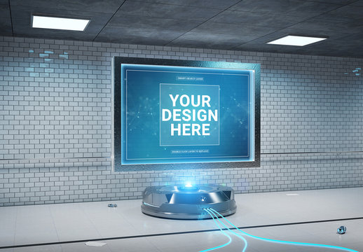 Futuristic Horizontal Billboard Mockup