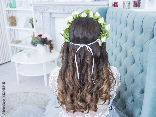 Hairstyle Beautiful Brunette Bride Girl With Long Healthy Wavy
