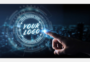 Finger Touching Digital Logo Branding Interface Mockup