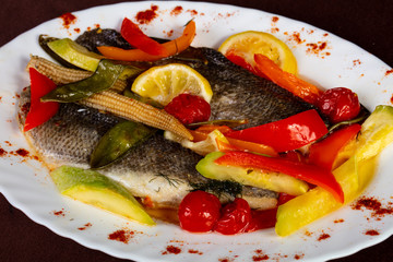 Steamed seabass fillet