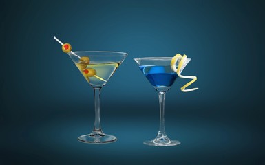 Two glasses of martini, close-up view