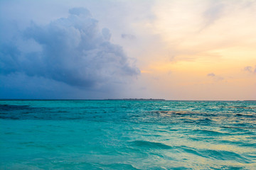 Landscape of beautiful sunset in Maldives