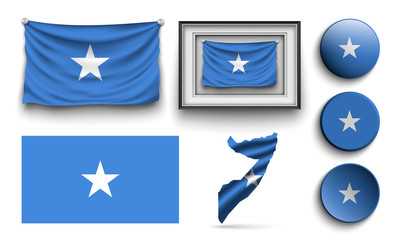 Obraz na płótnie Canvas set of somalia flags collection isolated