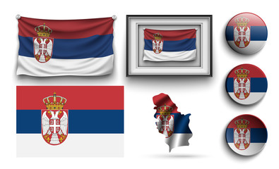 set of serbia flags collection isolated