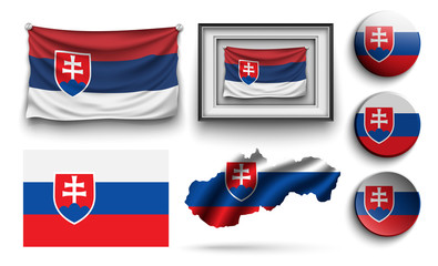 set of slovakia flags collection isolated