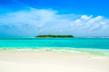 Fototapeta na wymiar Beautiful sandy beach in uninhabited island
