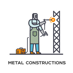 welder makes a metal frame