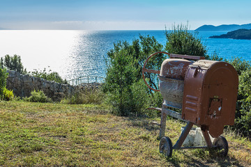 Cement mixer and sea view