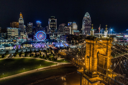 Cincinnati Skyline At Night