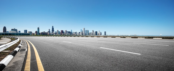 empty highway through modern city