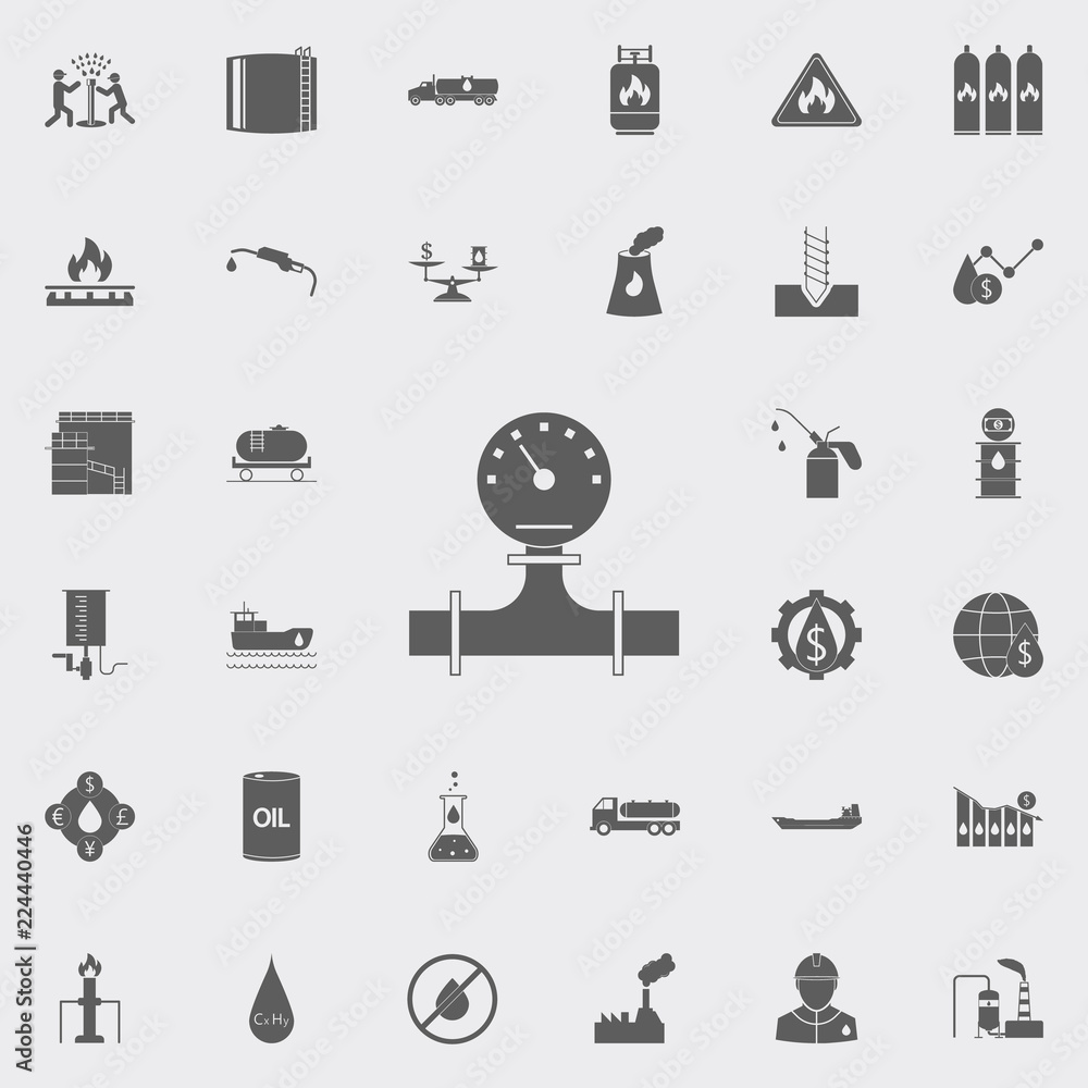 Poster pressure values in the pipe icon. oil icons universal set for web and mobile