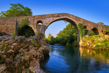 Cangas de Onis roman bridge in Asturias Spain