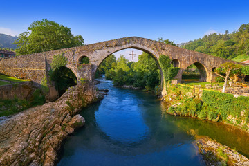 Cangas de Onis roman bridge in Asturias Spain