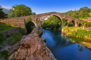 Fototapeta na wymiar Cangas de Onis roman bridge in Asturias Spain