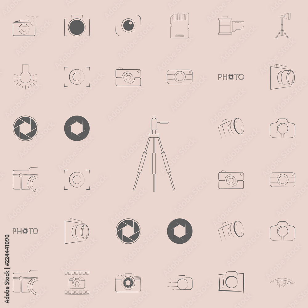 Poster tripod for the camera icon. photo icons universal set for web and mobile