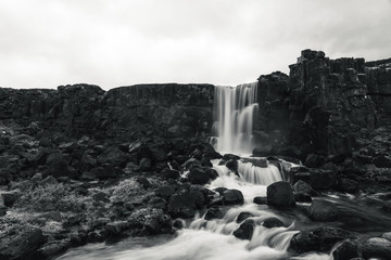 Iceland black and white landscape