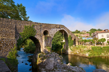 Cangas de Onis roman bridge in Asturias Spain