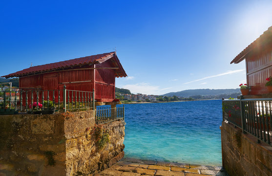 Horreo in Combarro village Pontevedra Galicia Spain